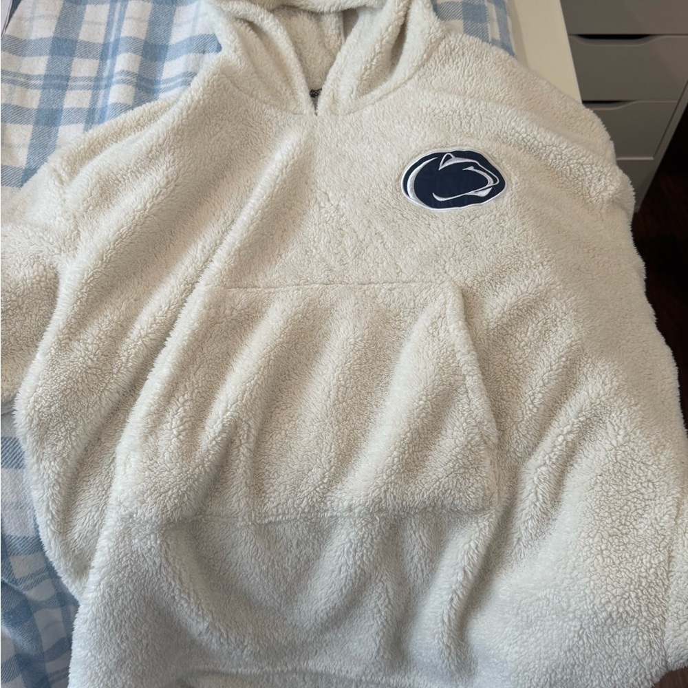 Cozy Cream Sherpa Hoodie with Logo
